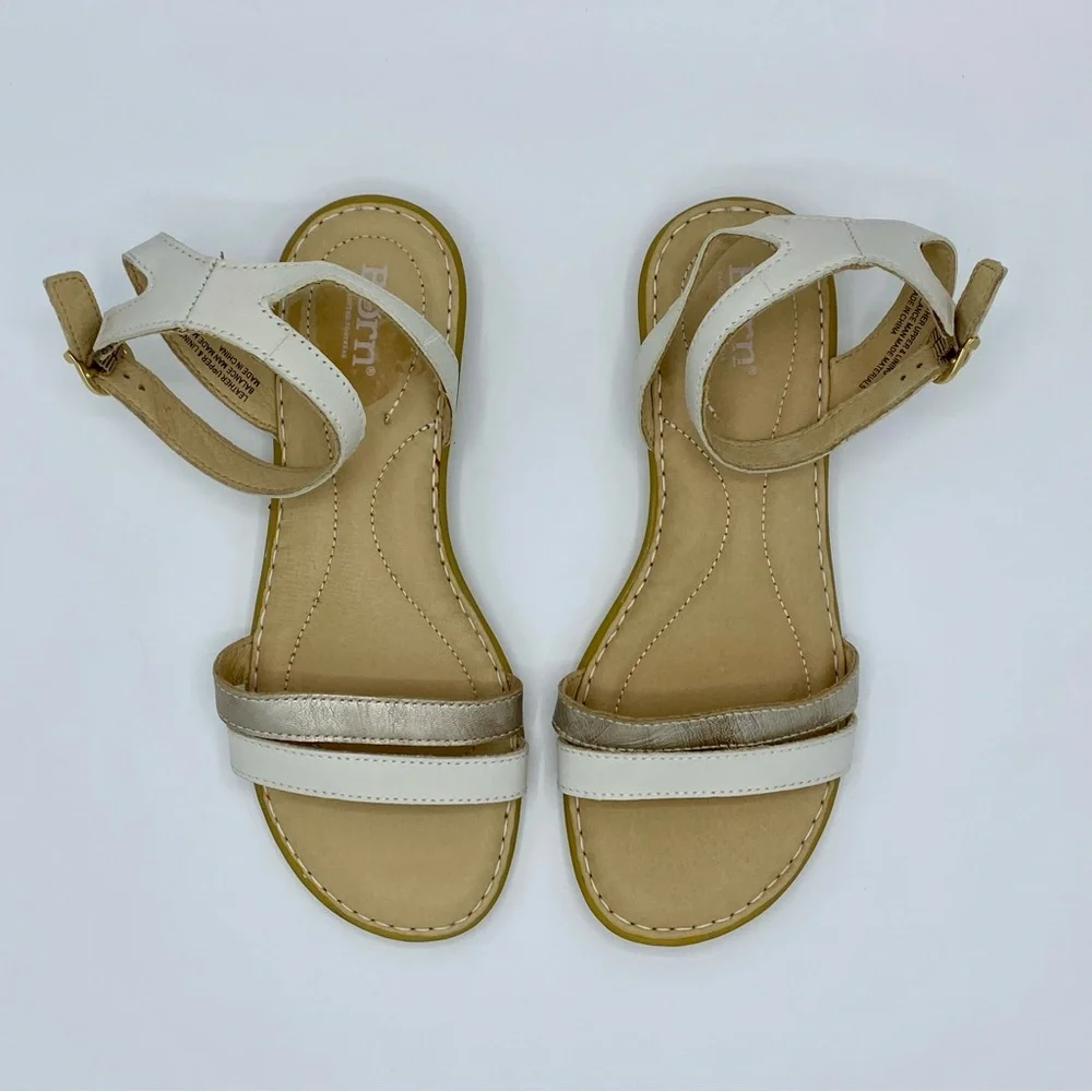 Born White Mai Easy Ankle Strap Sandals Size 7
